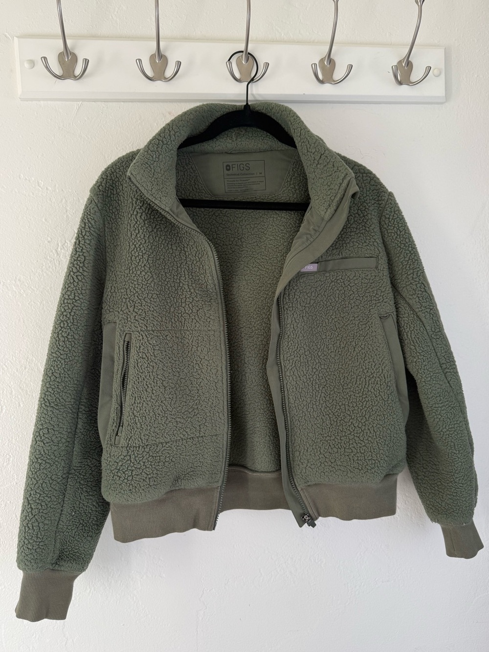 FIGS Olive Green Sherpa Jacket